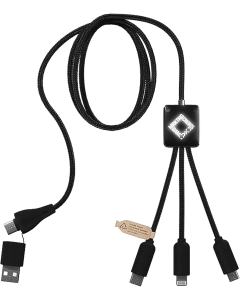 Câble de charge 5-en-1 en rPET avec transfert de données - Noir